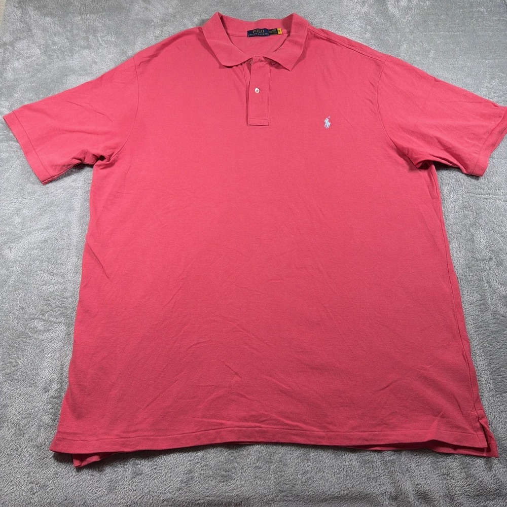 Polo Ralph Lauren Polo Shirt‎ Mens 3XLT Pink Pique Cotton Pony Logo Short Sleeve